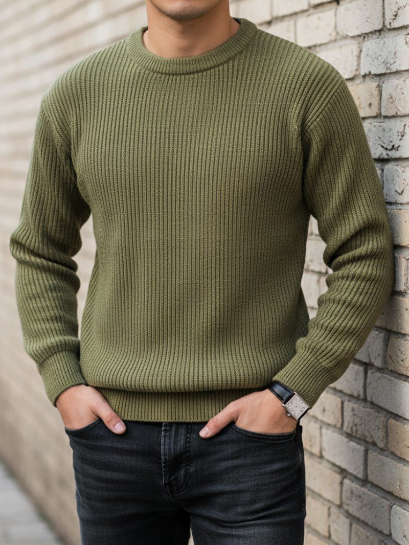 Men’s Classic Crew Neck Sweater - Men Knitted Jumper - Wild Eye Vision