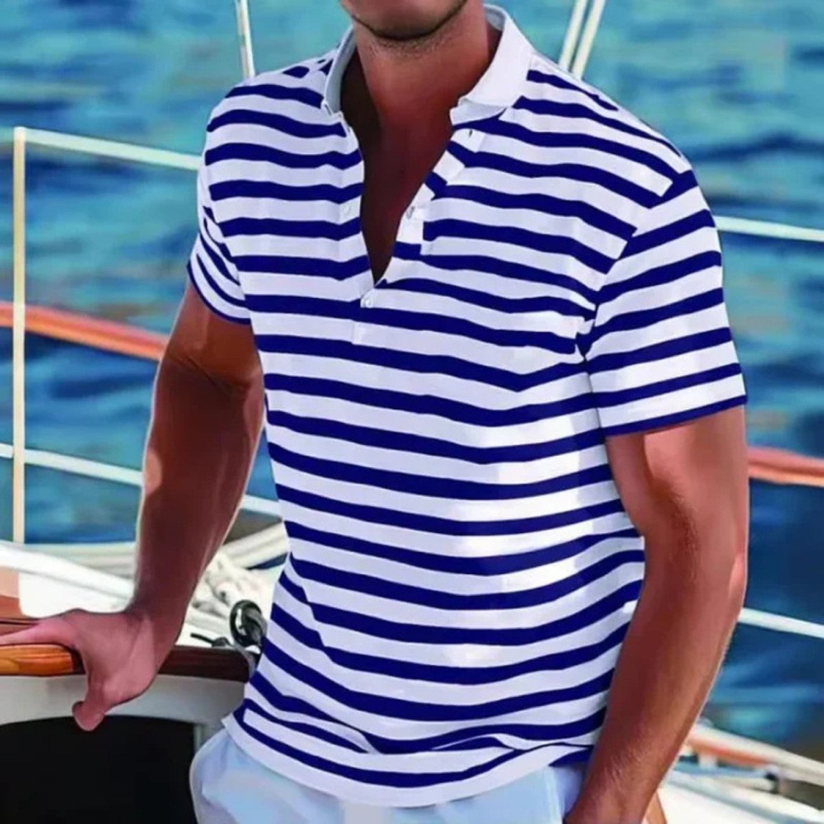 Men's Classic Striped Summer Polo Shirt - Polo Shirts - Wild Eye Vision