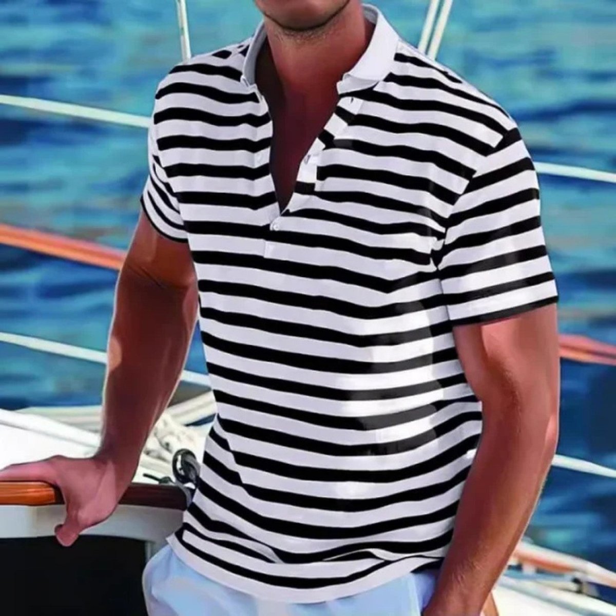 Men's Classic Striped Summer Polo Shirt - Polo Shirts - Wild Eye Vision