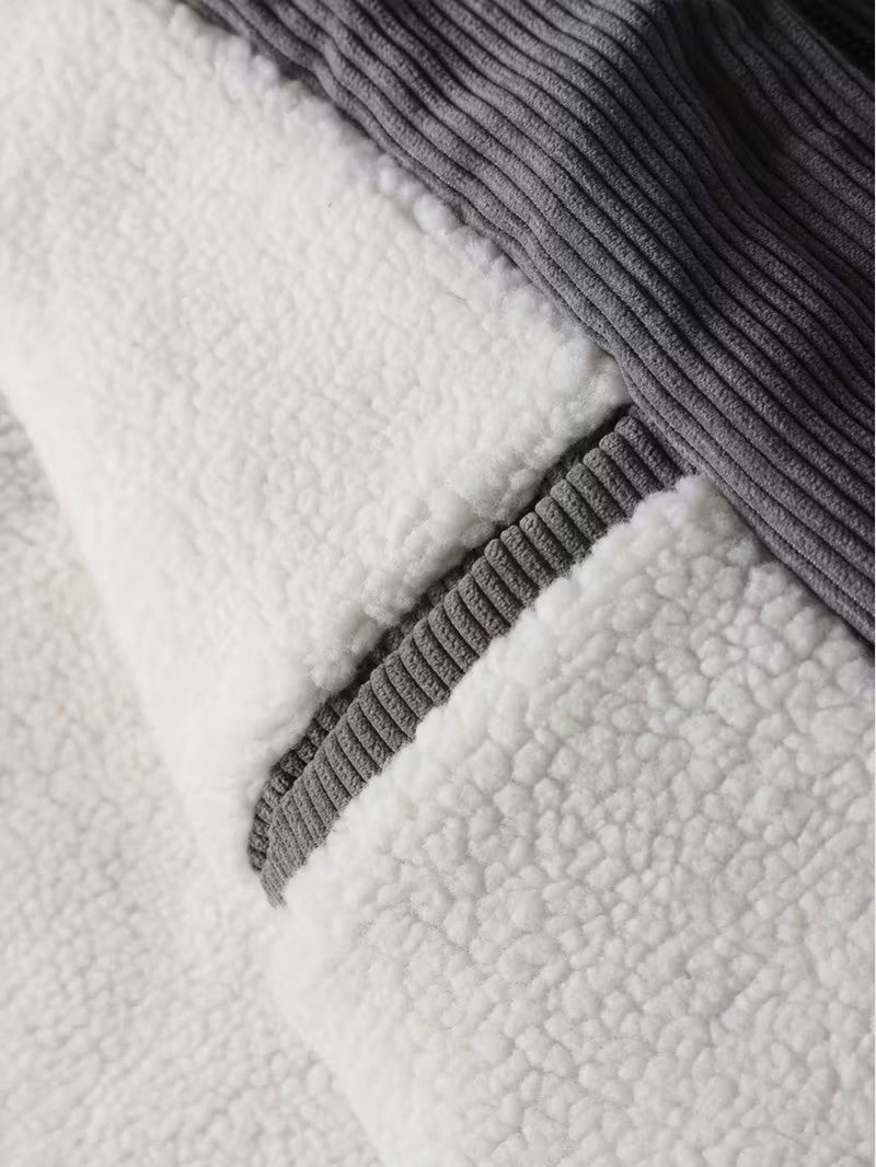 Men’s Corduroy Fleece Jacket - Men's Sherpa Jacket - Wild Eye Vision