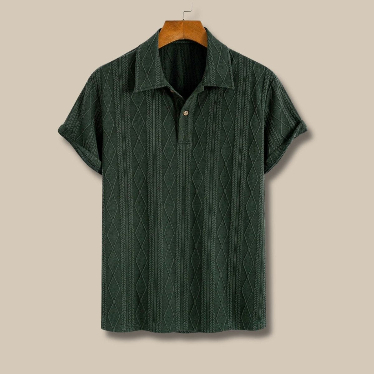Men's Geometric Jacquard Knit Polo Shirt - Polo Shirts - Wild Eye Vision