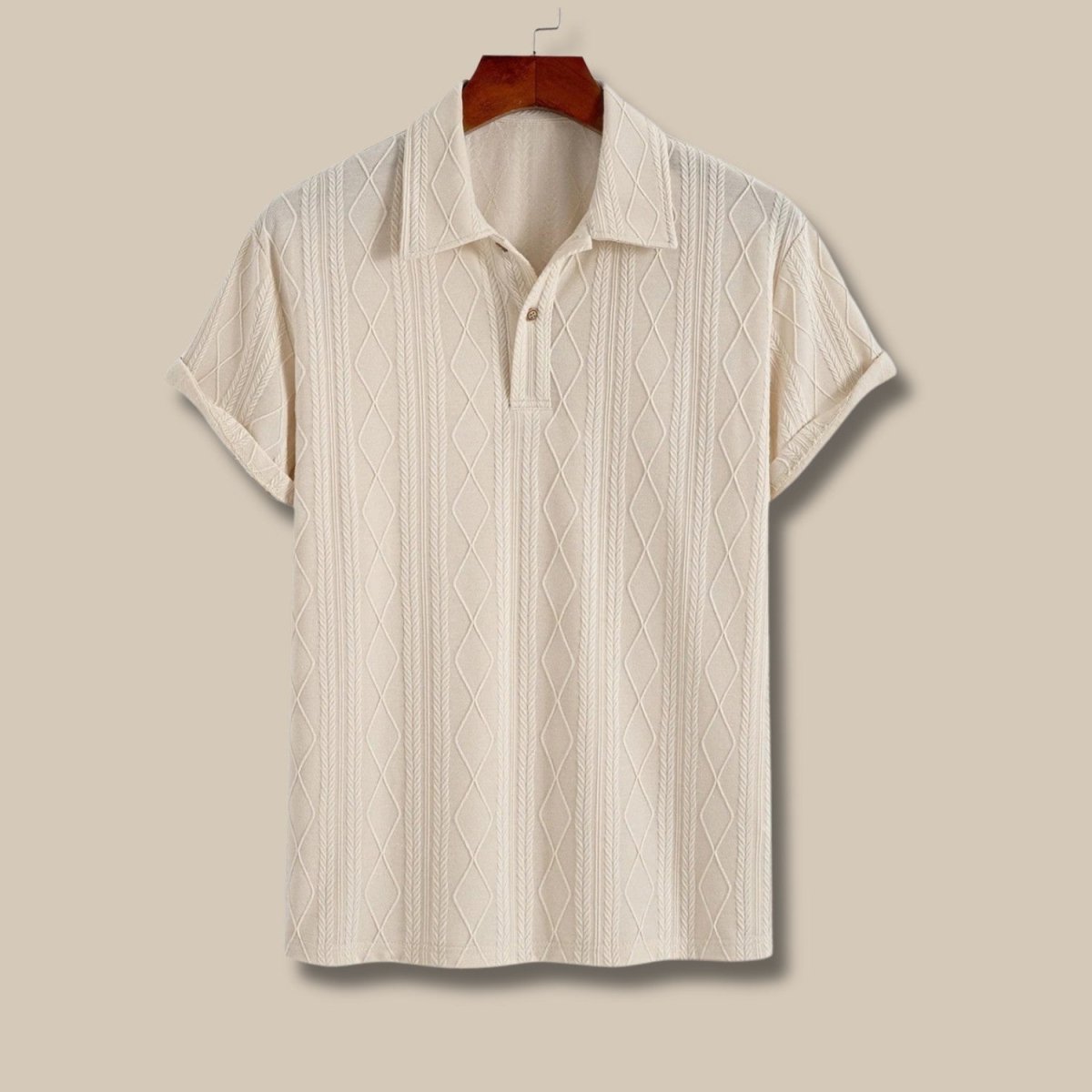 Men's Geometric Jacquard Knit Polo Shirt - Polo Shirts - Wild Eye Vision