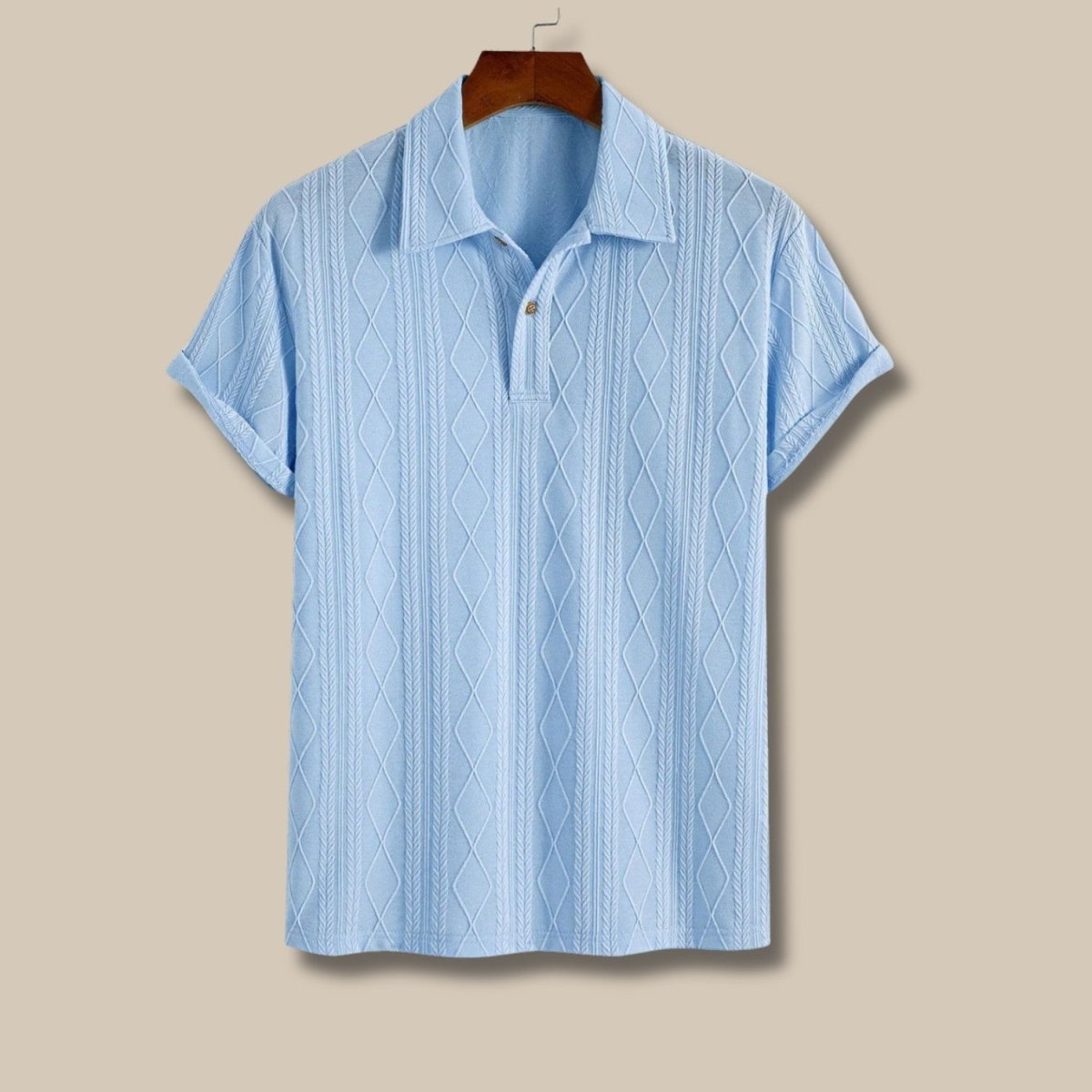 Men's Geometric Jacquard Knit Polo Shirt - Polo Shirts - Wild Eye Vision