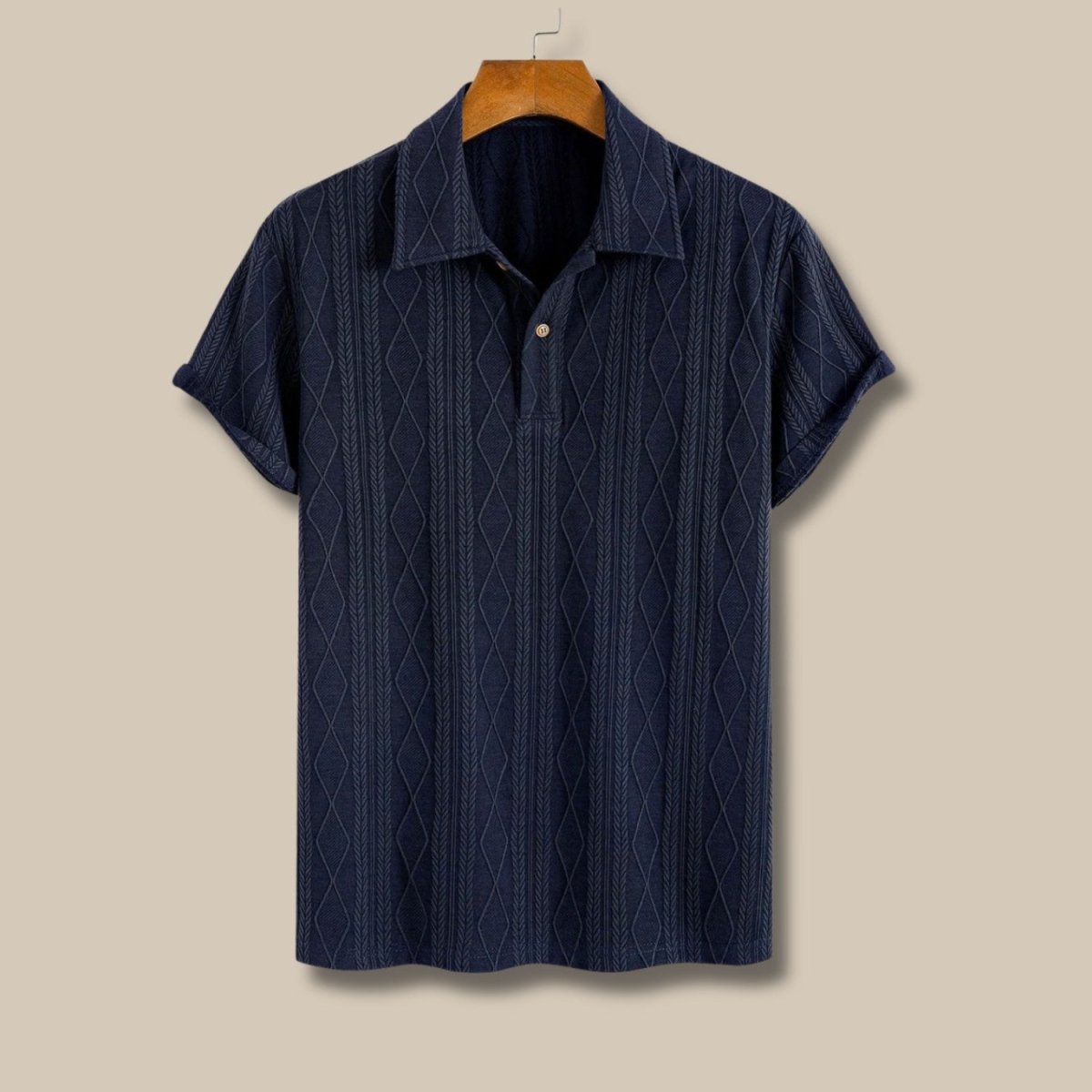 Men's Geometric Jacquard Knit Polo Shirt - Polo Shirts - Wild Eye Vision