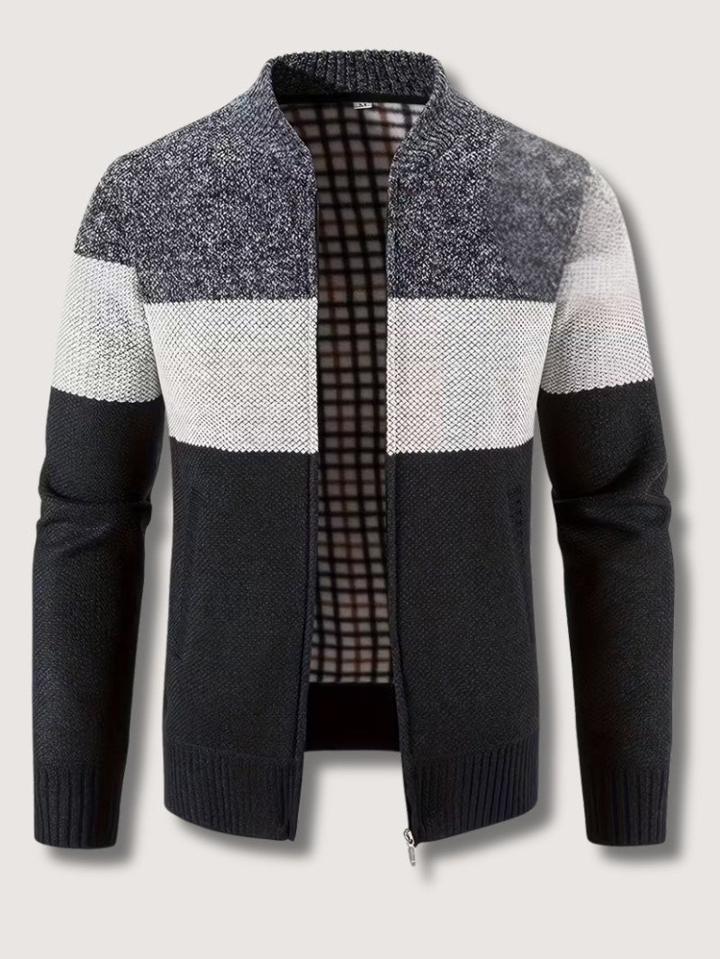 Men’s High Neck Fleece - Lined Knit Cardigan - Men Knit Cardigan - Wild Eye Vision