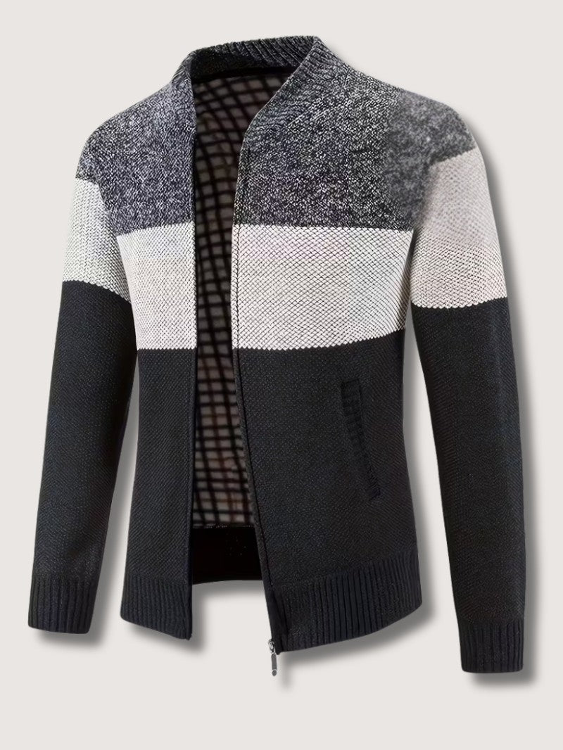 Men’s High Neck Fleece - Lined Knit Cardigan - Men Knit Cardigan - Wild Eye Vision
