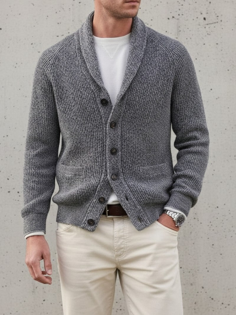 Men’s Knit Cardigan with Shawl Collar - Men Knit Cardigan - Wild Eye Vision