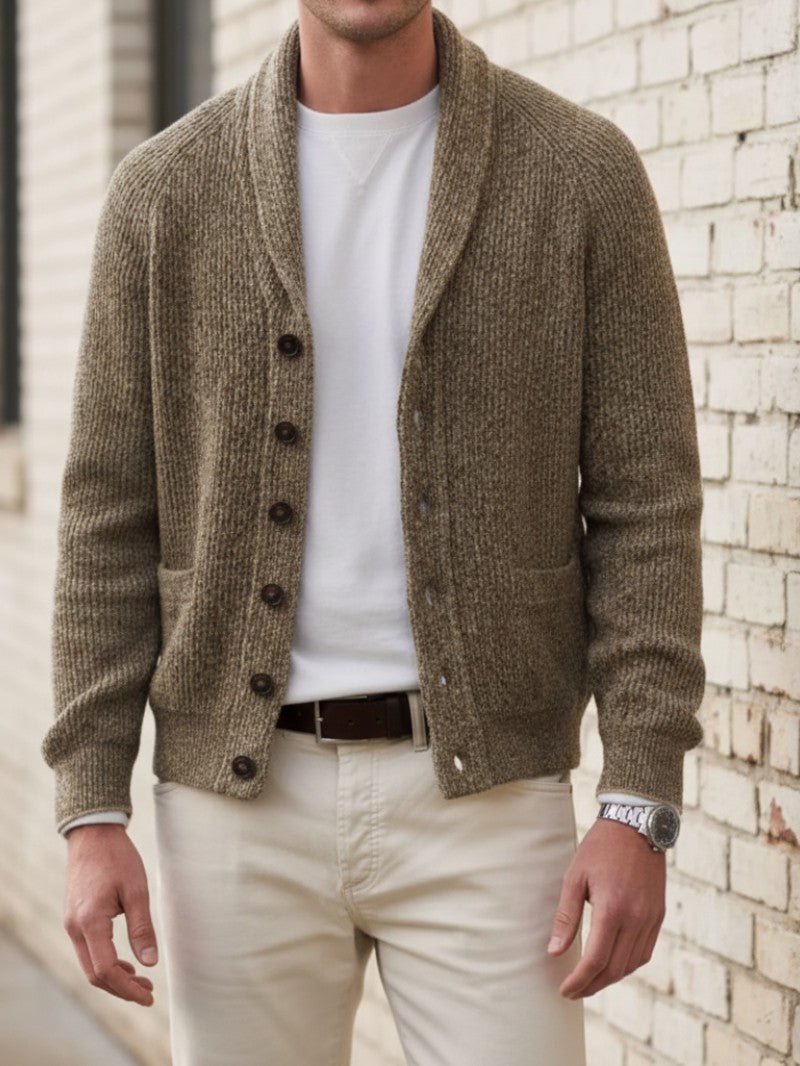 Men’s Knit Cardigan with Shawl Collar - Men Knit Cardigan - Wild Eye Vision