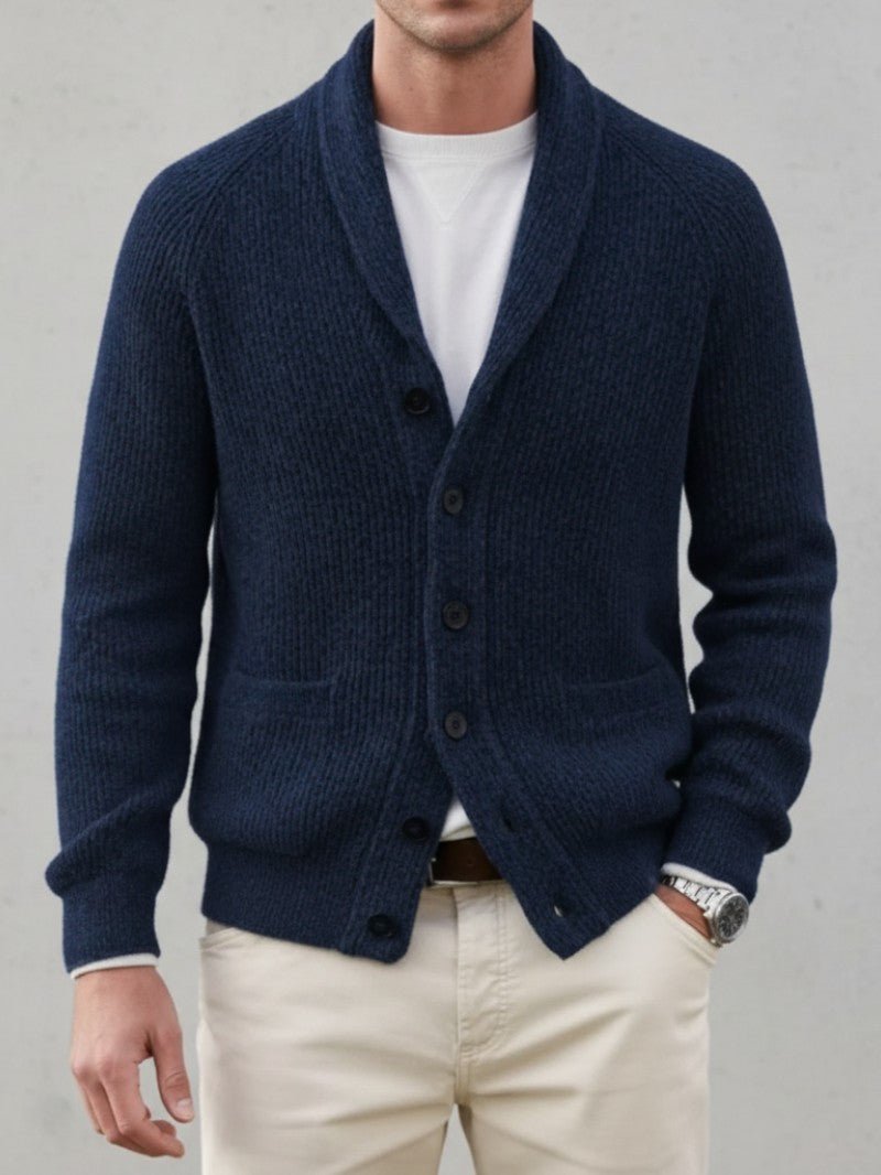 Men’s Knit Cardigan with Shawl Collar - Men Knit Cardigan - Wild Eye Vision