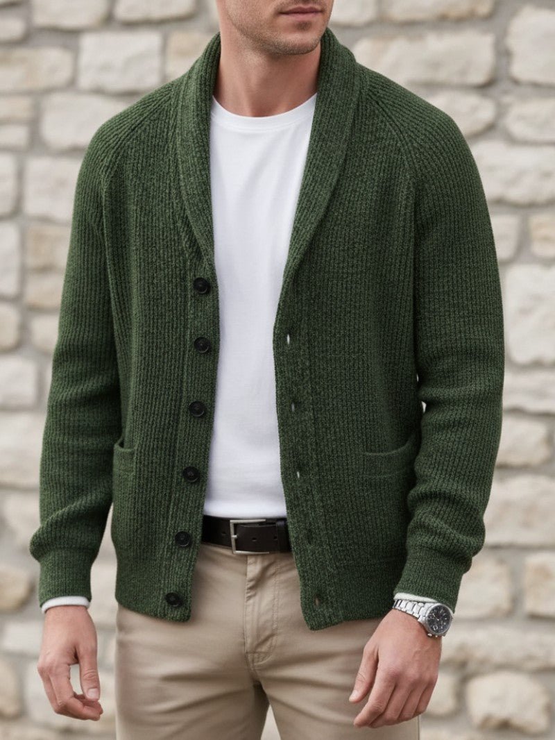 Men’s Knit Cardigan with Shawl Collar - Men Knit Cardigan - Wild Eye Vision