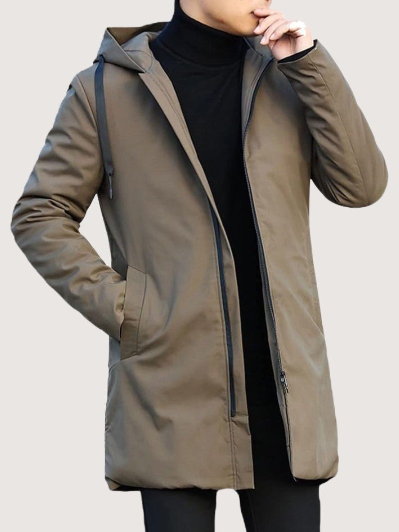 Men’s Mid Length Quilted Hooded Coat - Men's Coat - Wild Eye Vision