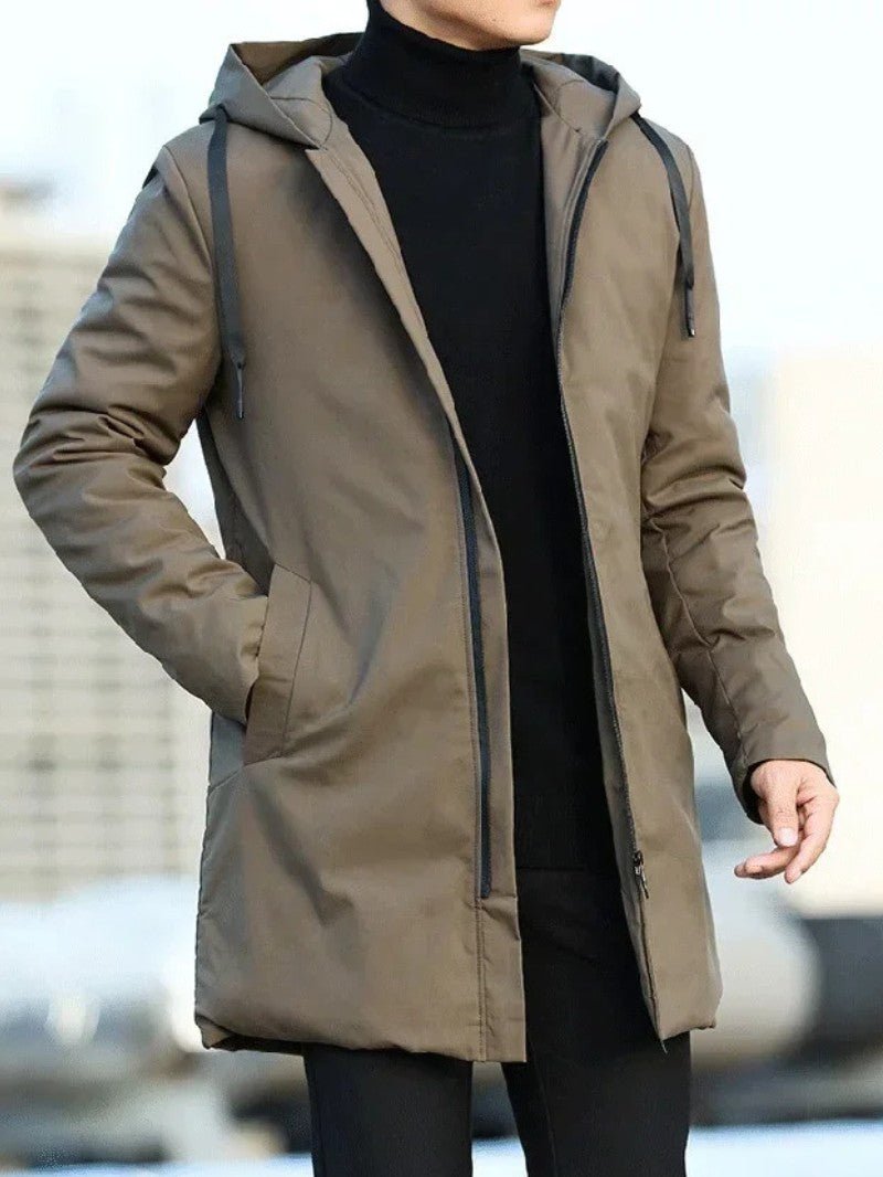 Men’s Mid Length Quilted Hooded Coat - Men's Coat - Wild Eye Vision