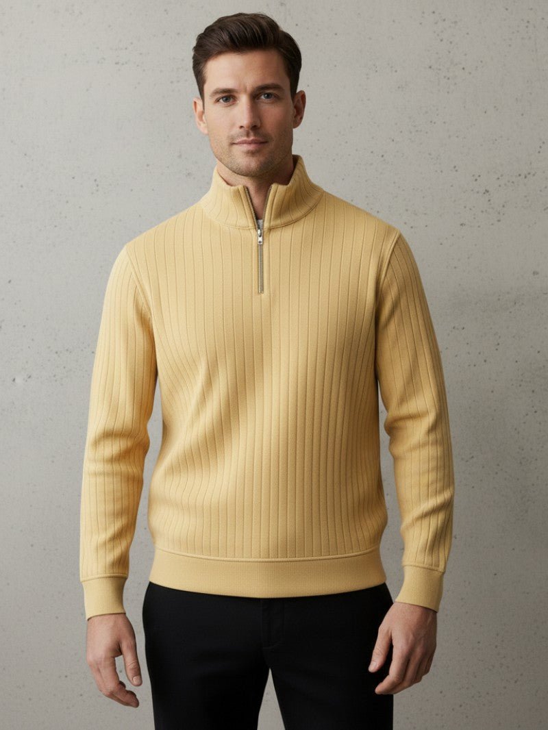 Men’s Ribbed Half Zip Jumper - Men Knitted Jumper - Wild Eye Vision