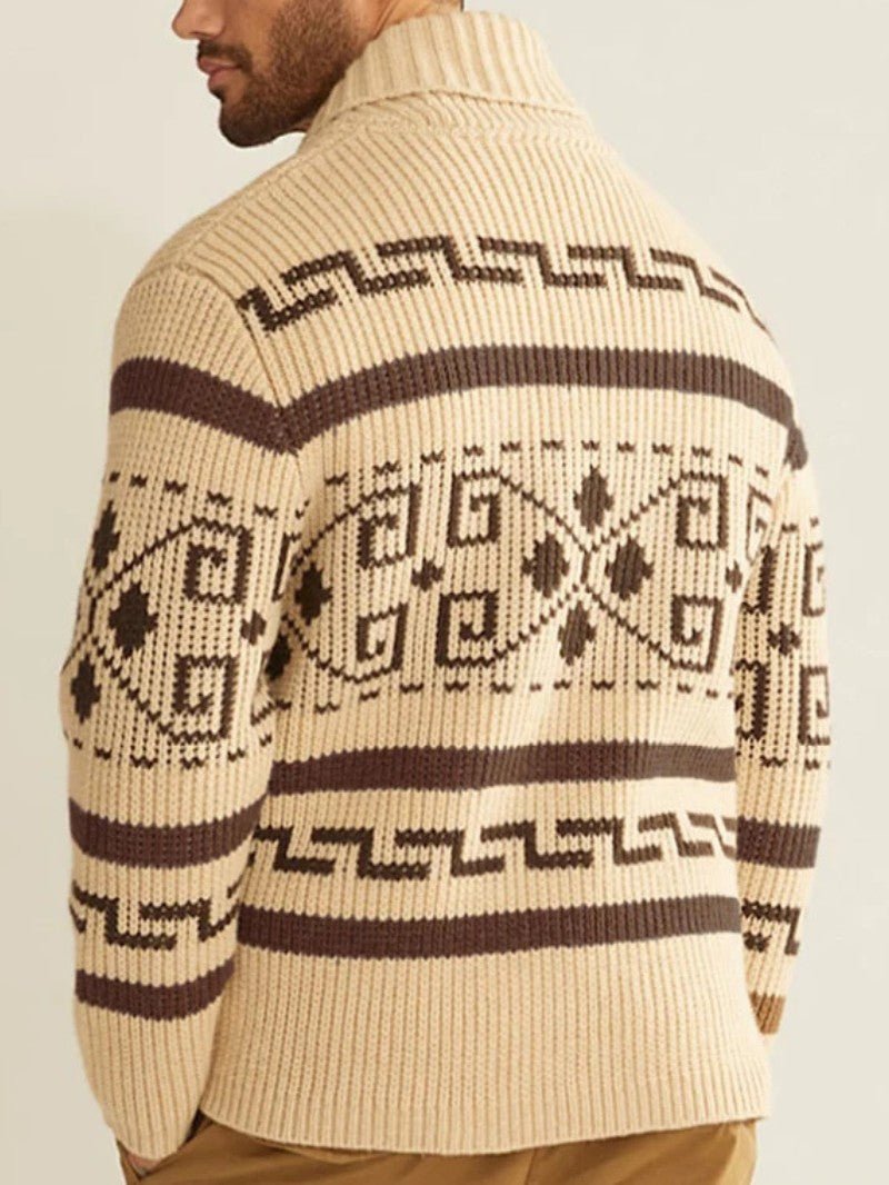 Men’s Tribal Knit Zip - Up Cardigan - Men Knit Cardigan - Wild Eye Vision
