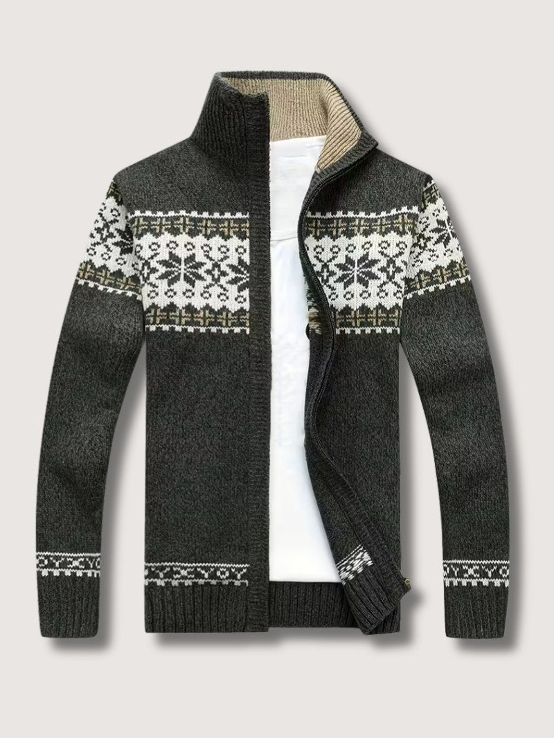 Men’s Winter Knit Cardigan with Stand Collar - Men Knit Cardigan - Wild Eye Vision