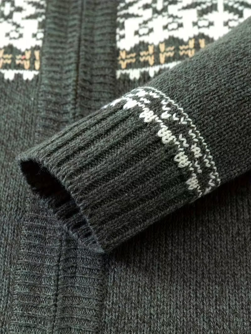 Men’s Winter Knit Cardigan with Stand Collar - Men Knit Cardigan - Wild Eye Vision