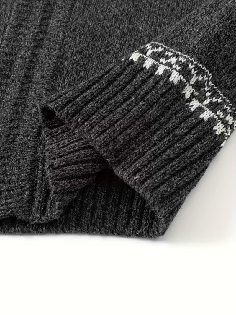 Men’s Winter Knit Cardigan with Stand Collar - Men Knit Cardigan - Wild Eye Vision