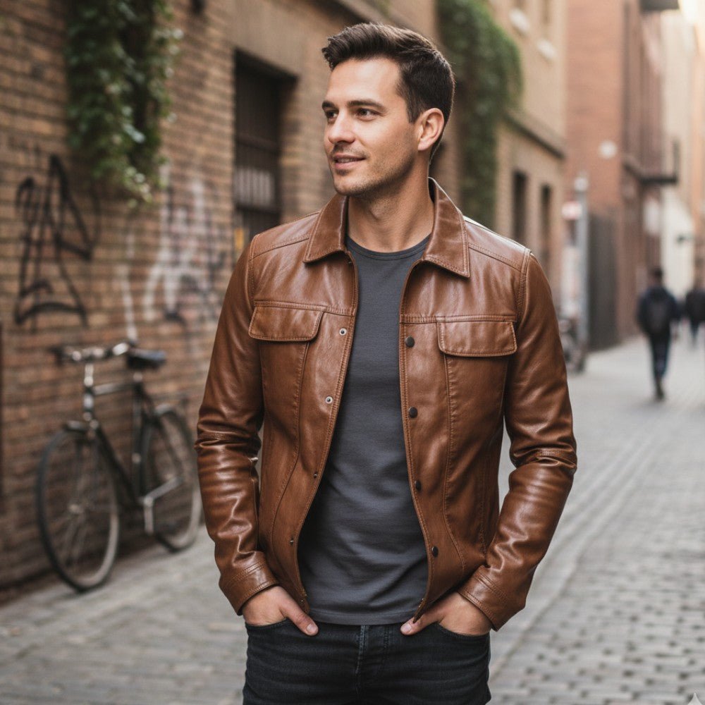 Modern Casual Biker Jacket - Men's Leather Jacket - Wild Eye Vision