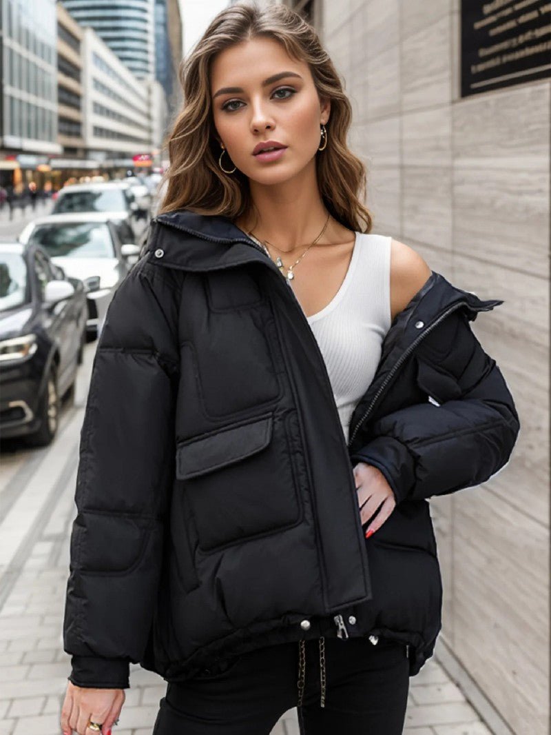 Oversized Hooded Puffer Winter Jacket - Women's Puffer Jacket - Wild Eye Vision