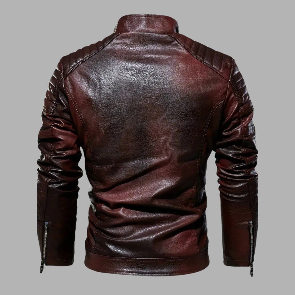 Padded Zip - Up Leather Jacket - Men's Leather Jacket - Wild Eye Vision