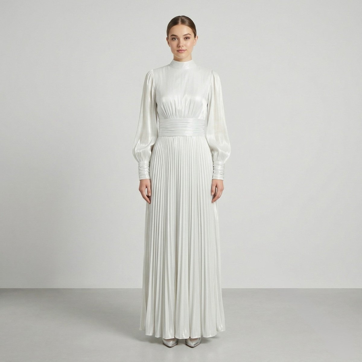 Pleated High Neck Maxi Dress - Maxi Dress - Wild Eye Vision
