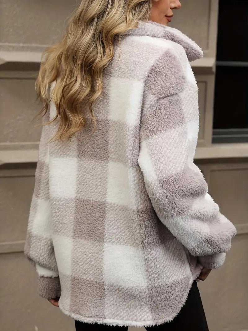Plush Checkered Winter Jacket - Women's Winter Jacket - Wild Eye Vision