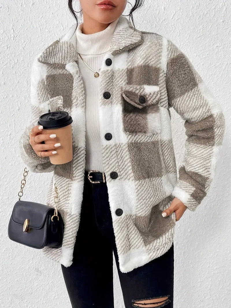 Plush Checkered Winter Jacket - Women's Winter Jacket - Wild Eye Vision
