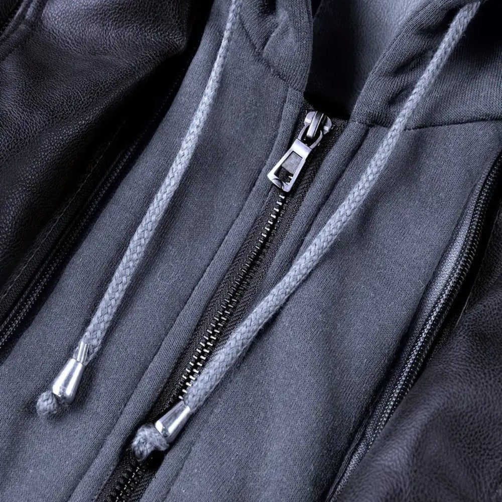 Retro Hooded Biker Jacket - Men's Leather Jacket - Wild Eye Vision