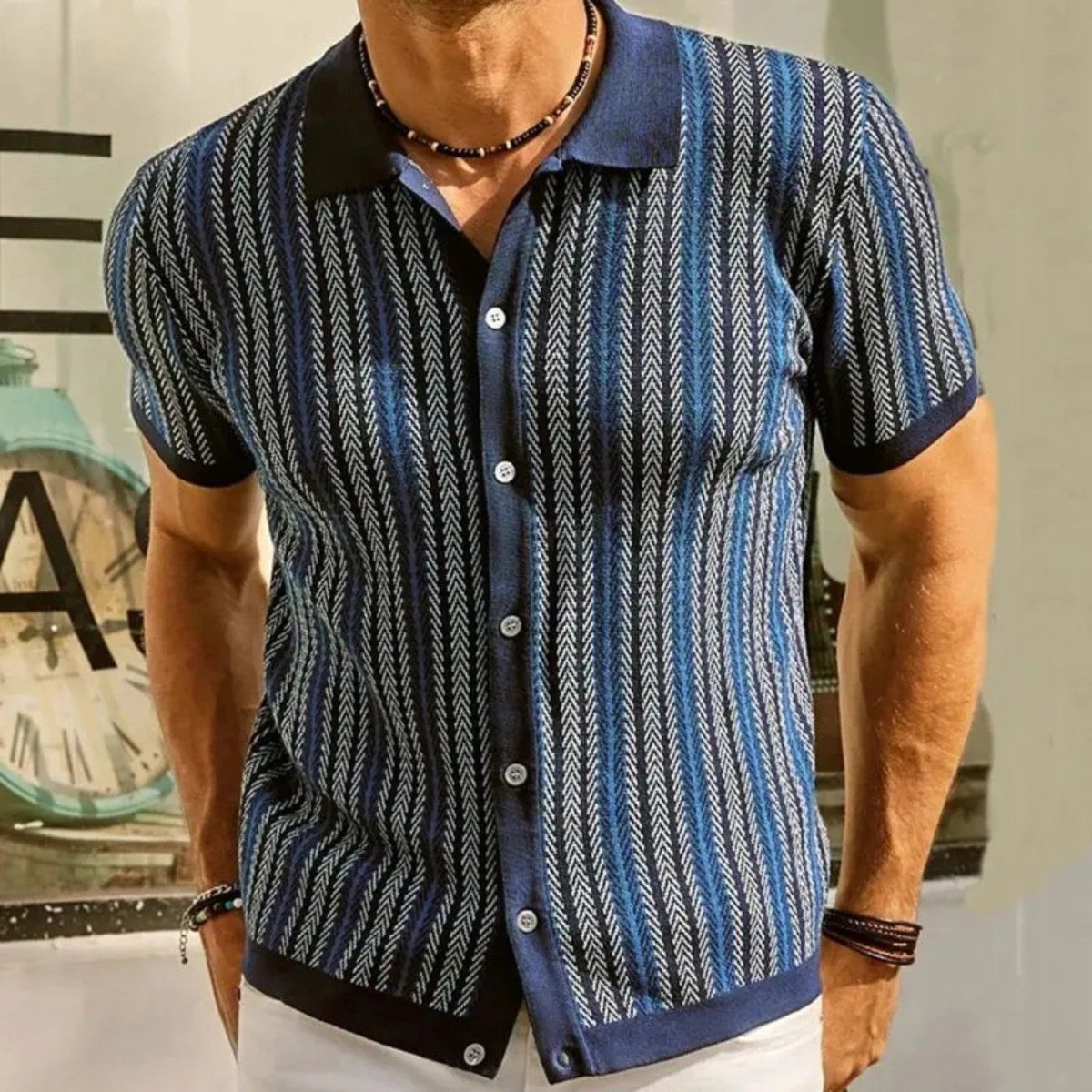 Retro Striped Button Polo Shirt - Polo Shirts - Wild Eye Vision