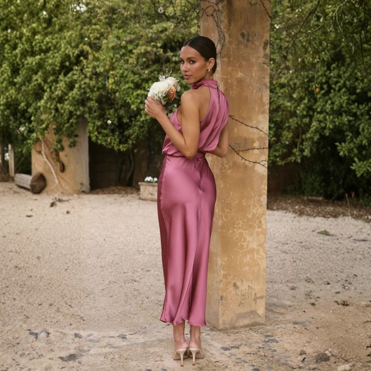 Shiny Halter Neck Maxi Dress - Maxi Dress - Wild Eye Vision