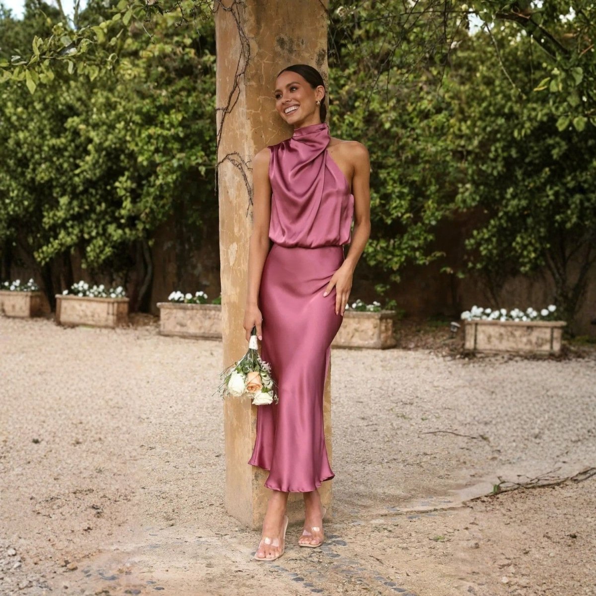 Shiny Halter Neck Maxi Dress - Maxi Dress - Wild Eye Vision
