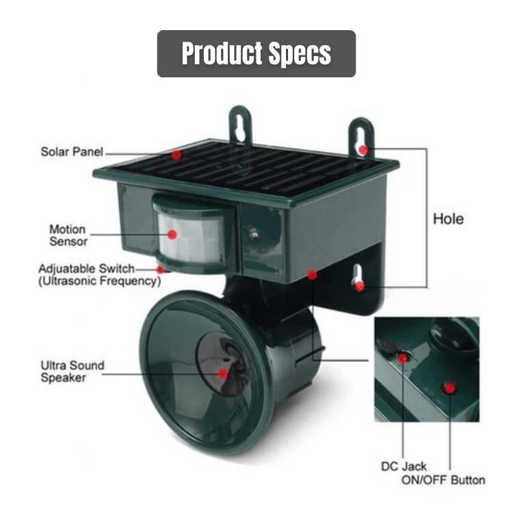 Smart Ultrasonic Solar Bird Repeller - Ultrasonic Pest Repeller - Wild Eye Vision