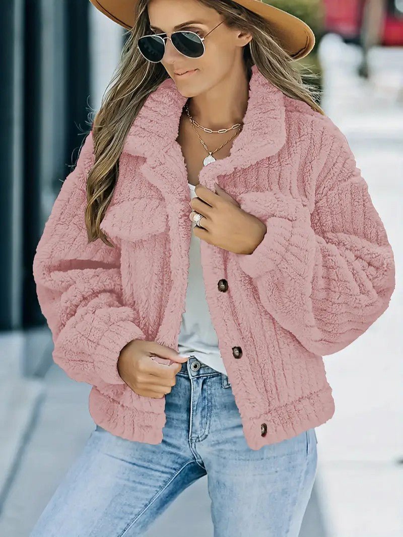 Soft Faux Fur Button Trucker Jacket - Women's Winter Jacket - Wild Eye Vision