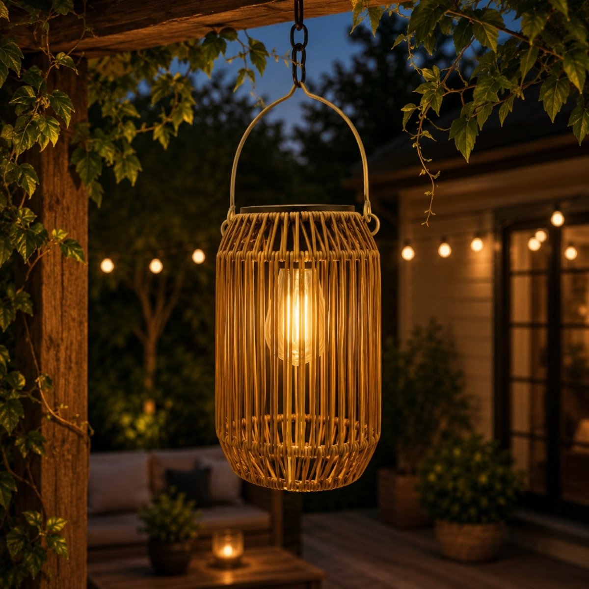 Solar Hanging Rattan Lantern Light - Garden Lights Outdoor - Wild Eye Vision