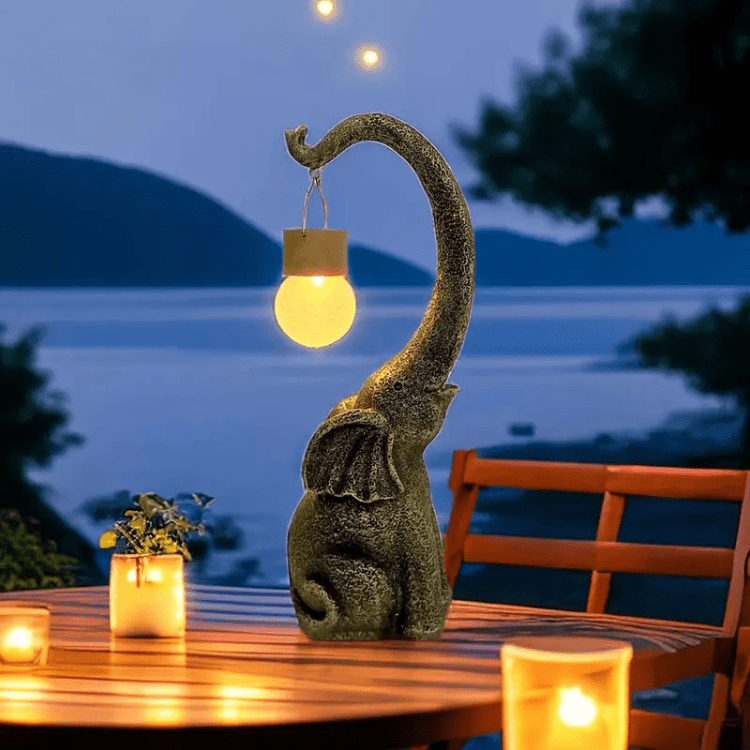 Solar - Powered Copper Elephant Lamp - Garden Light - Wild Eye Vision