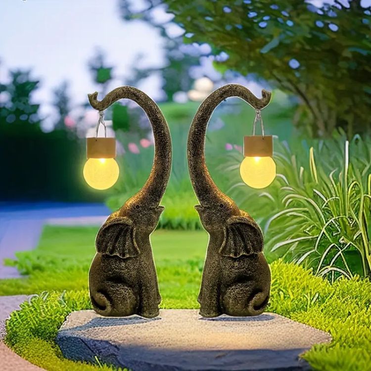 Solar - Powered Copper Elephant Lamp - Garden Light - Wild Eye Vision