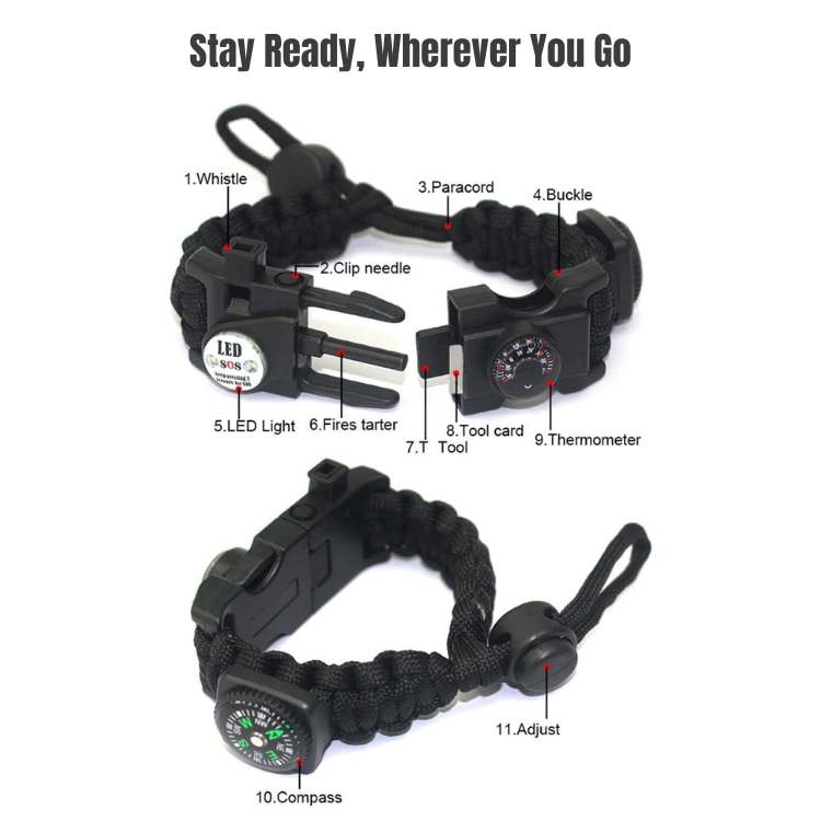 Tactical 8 - in - 1 Survival Paracord Bracelet - Paracord Bracelet - Wild Eye Vision
