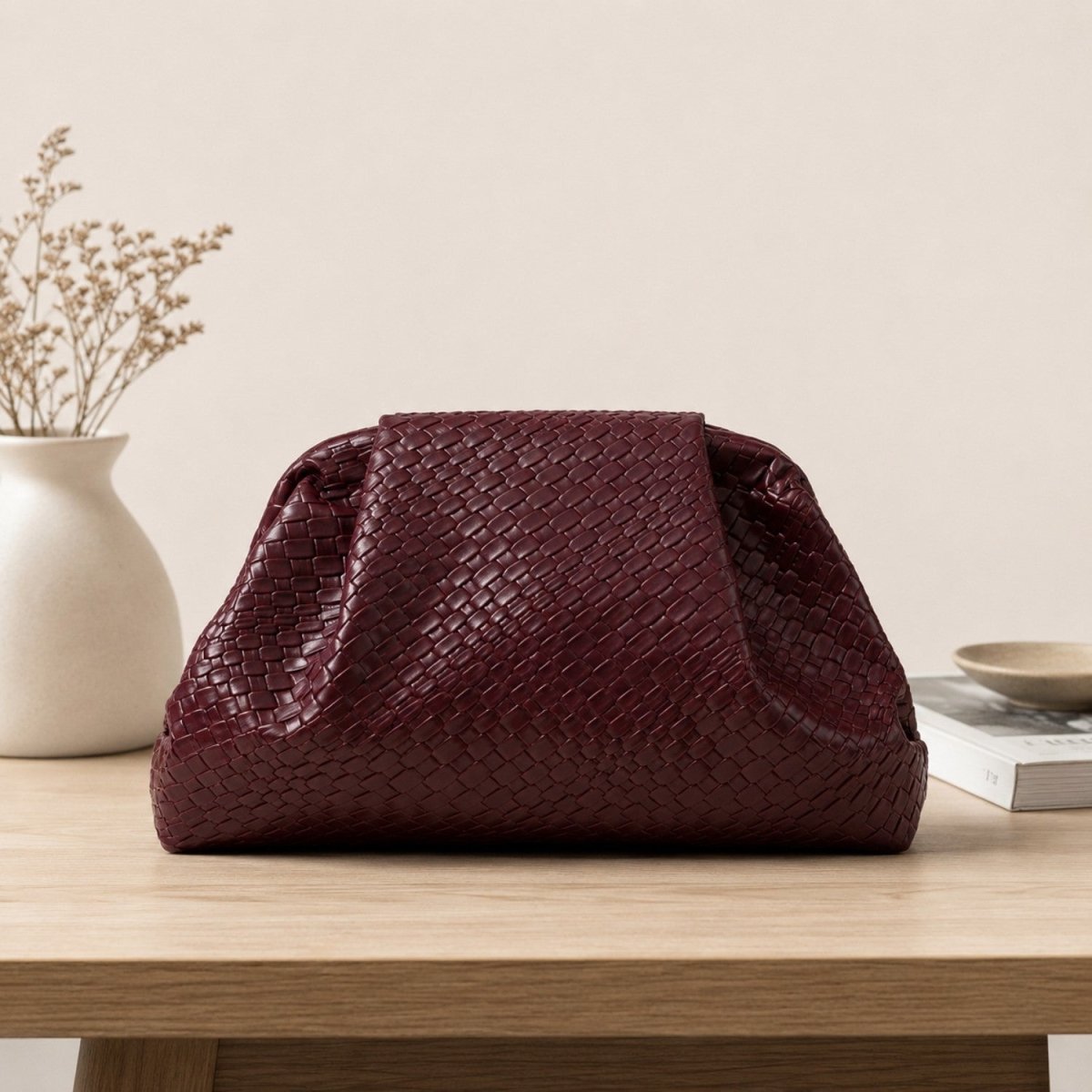 Vintage Woven Oversized Clutch Bag - Leather Handbag - Wild Eye Vision