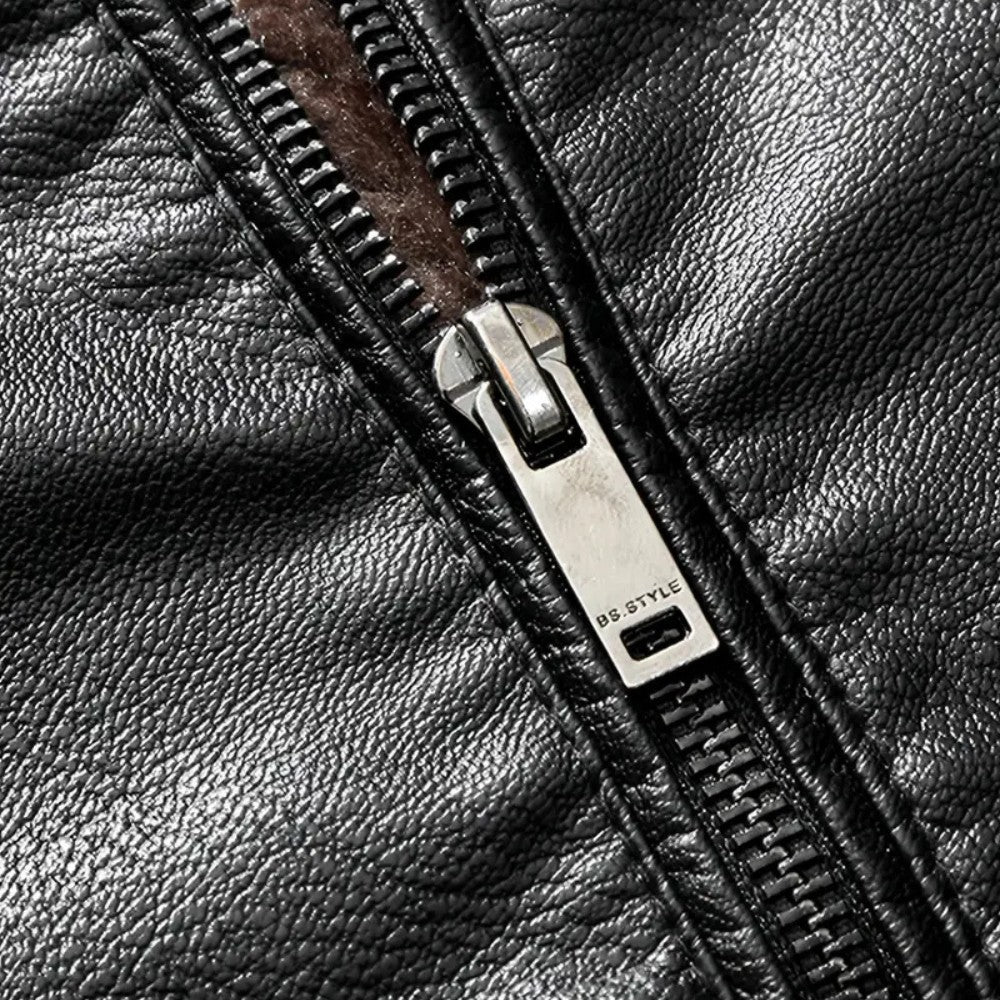 Winter Leather Jacket with Fur Collar - Men's Leather Jacket - Wild Eye Vision