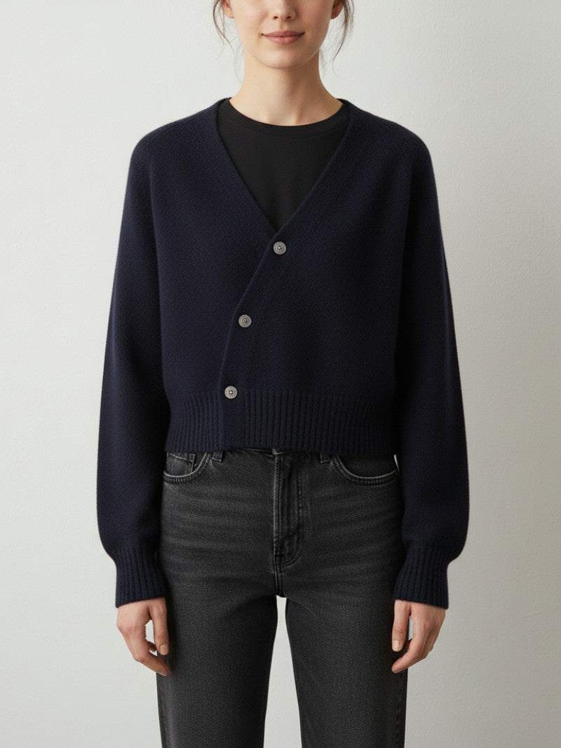 Women’s Asymmetric Button V - Neck Cardigan - Women Cardigan - Wild Eye Vision