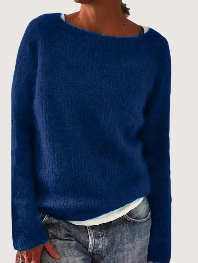 Women's Boat Neck Loose Knit Jumper - Women Knitted Jumper - Wild Eye Vision
