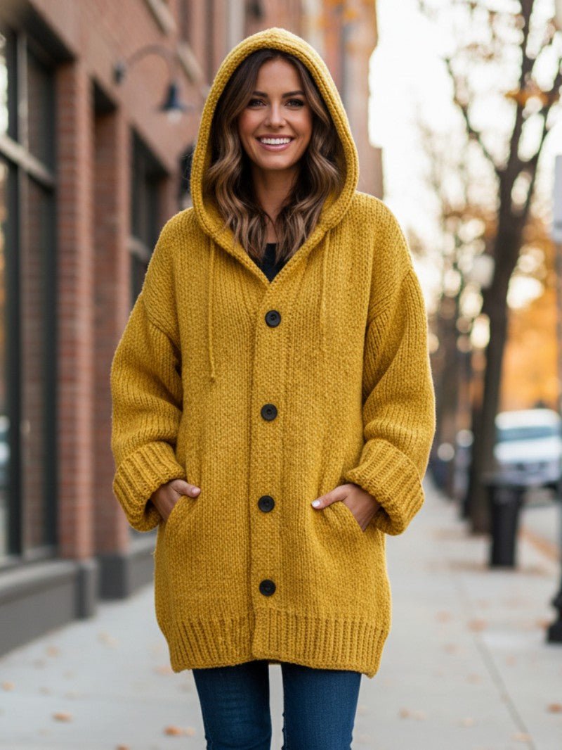 Women's Cozy Hooded Knit Cardigan - Women Knit Cardigan - Wild Eye Vision