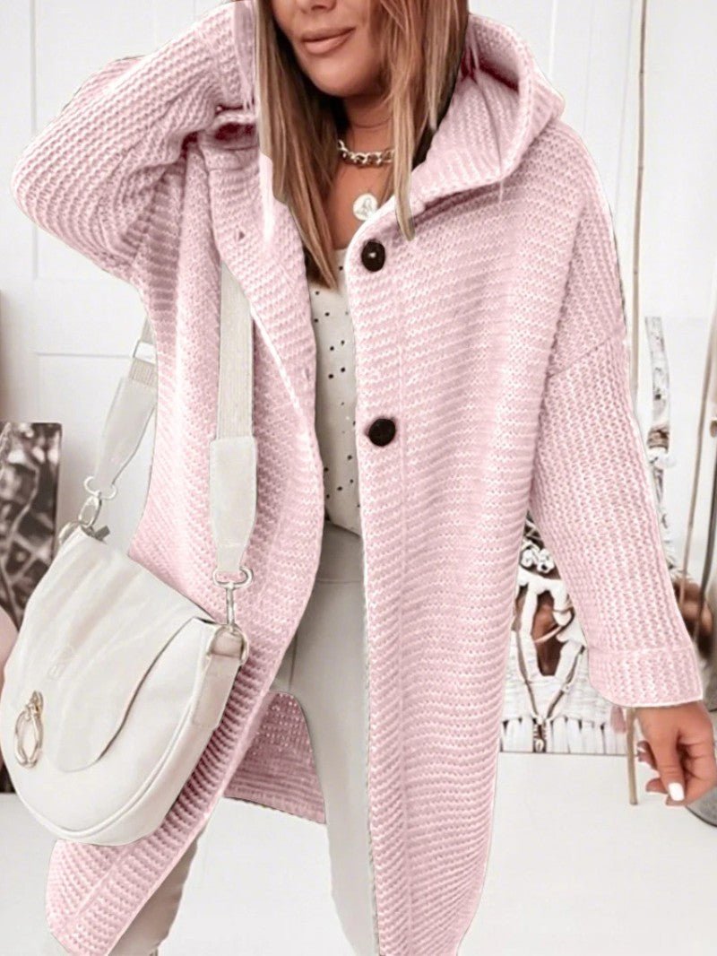 Women's Cozy Knit Hooded Longline Cardigan - Women Knit Cardigan - Wild Eye Vision