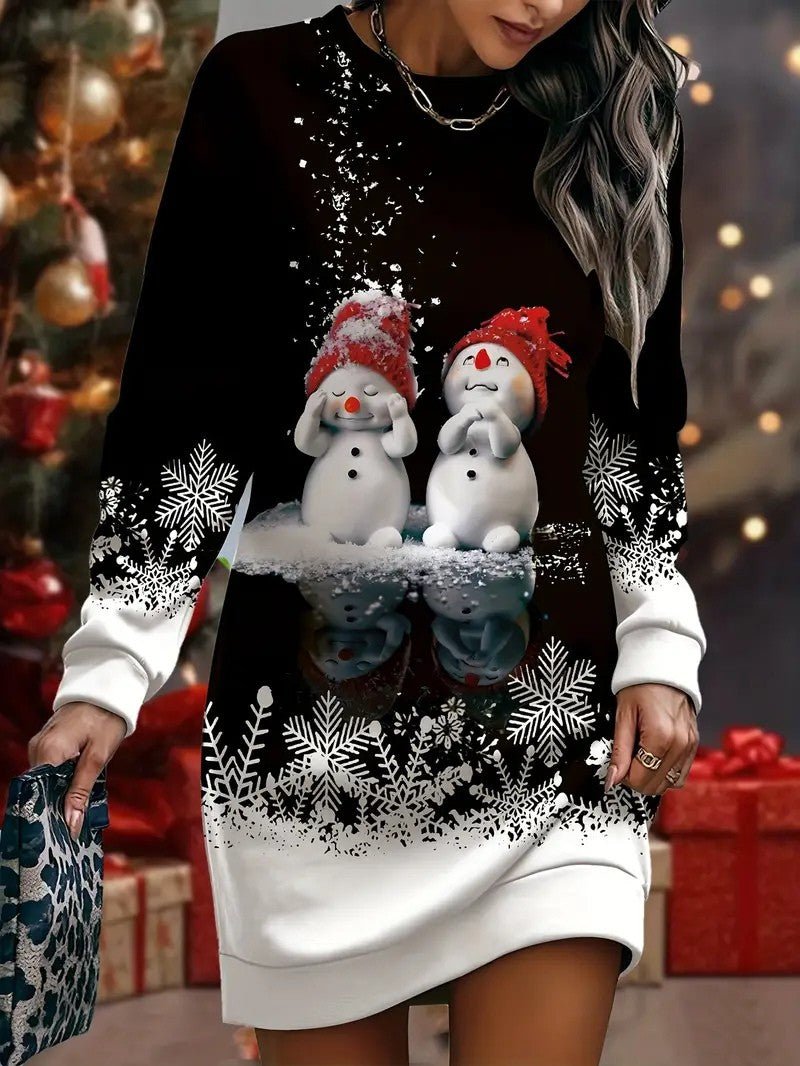 Women’s Elegant Snowman Print Sweatshirt - Ladies Christmas Jumpers - Wild Eye Vision