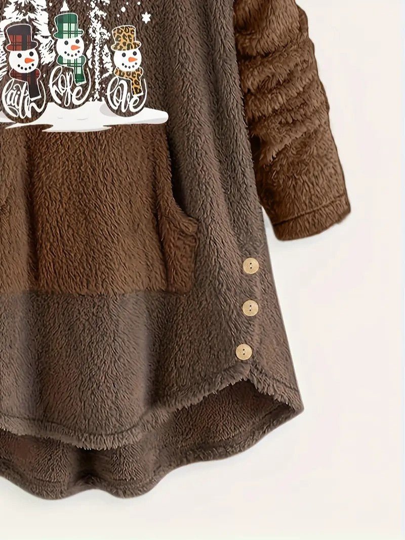 Women’s Fleece Snowman Hooded Sweatshirt - Ladies Christmas Jumpers - Wild Eye Vision