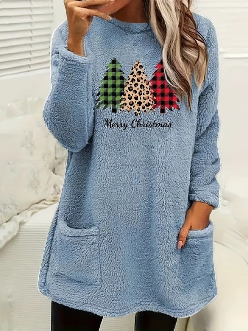 Women’s Fuzzy Christmas Tree Sweatshirt - Ladies Christmas Jumpers - Wild Eye Vision