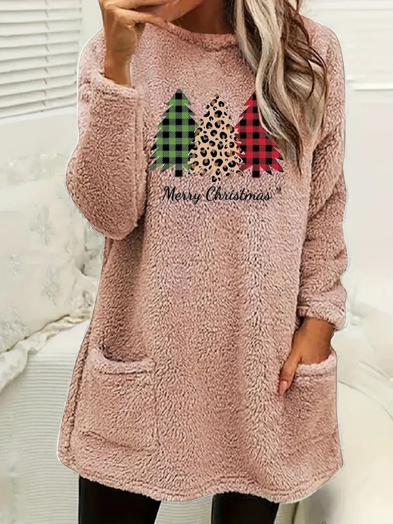 Women’s Fuzzy Christmas Tree Sweatshirt - Ladies Christmas Jumpers - Wild Eye Vision