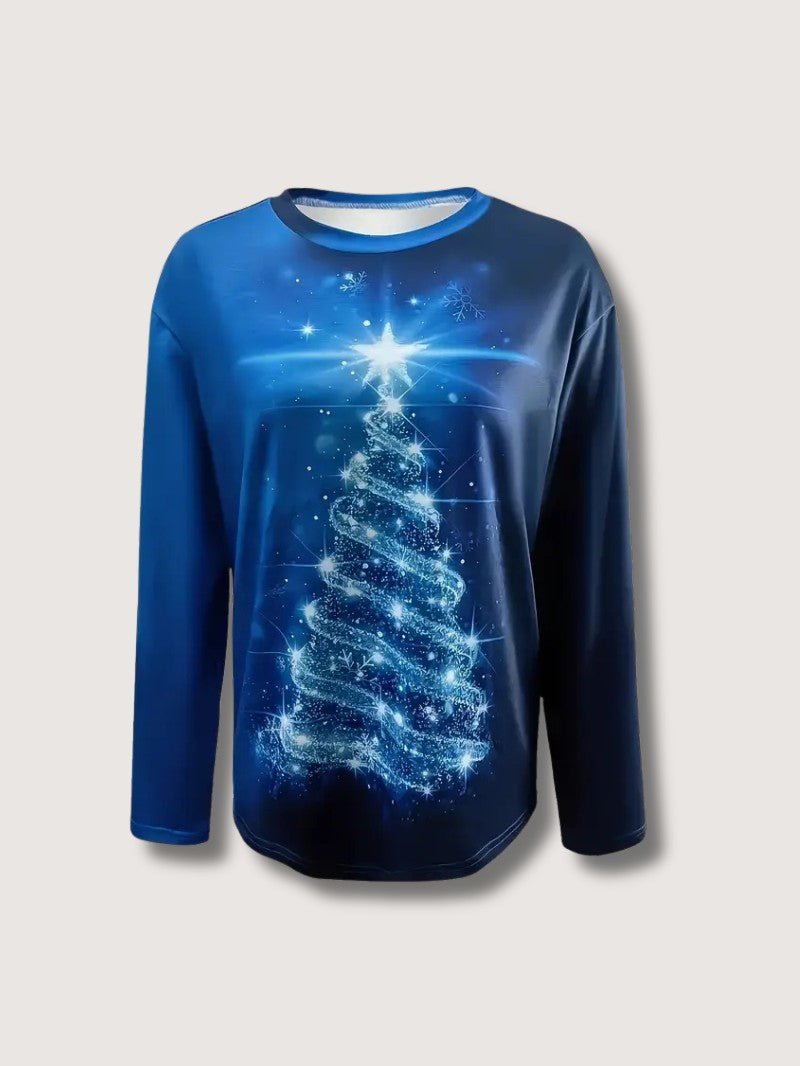 Women’s Glitter Christmas Tree Print Sweatshirt - Ladies Christmas Jumpers - Wild Eye Vision