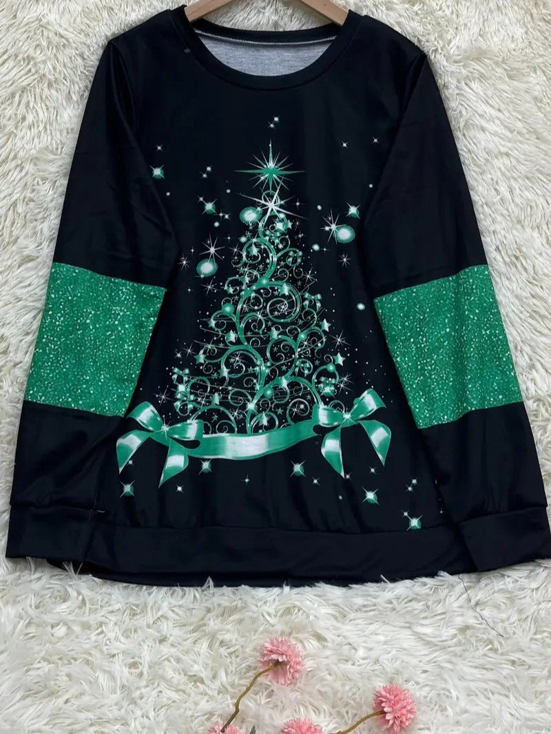 Women’s Glitter Christmas Tree Sweatshirt - Ladies Christmas Jumpers - Wild Eye Vision