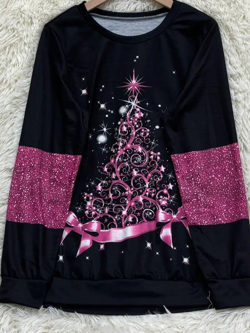Women’s Glitter Christmas Tree Sweatshirt - Ladies Christmas Jumpers - Wild Eye Vision